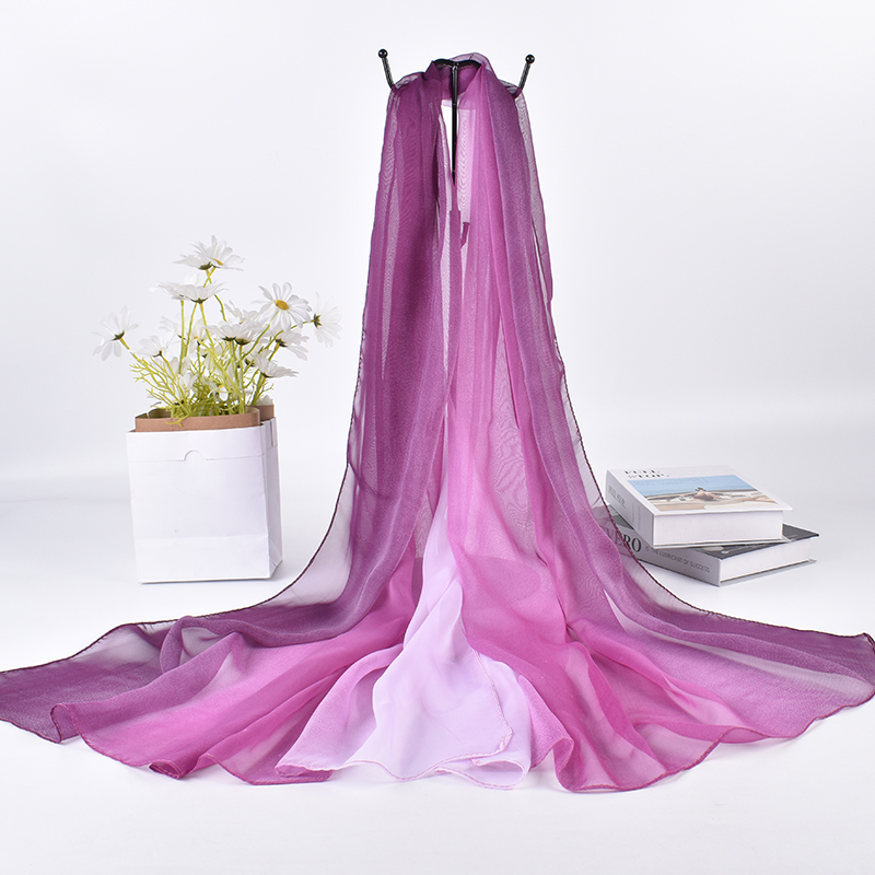 Face Scarf Mask - 長いグラデーションシルクスカーフ、新しい3色、75x180cm、gingetteスカーフ、春と夏、2023