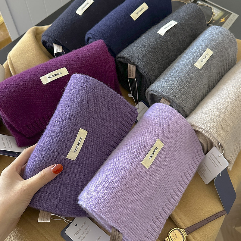Muffler Men Wool - 48色のピュアウールスカーフ 秋冬用 高品質 柔らかく暖かいマフラー 男女兼用 保温性のある厚手のニット