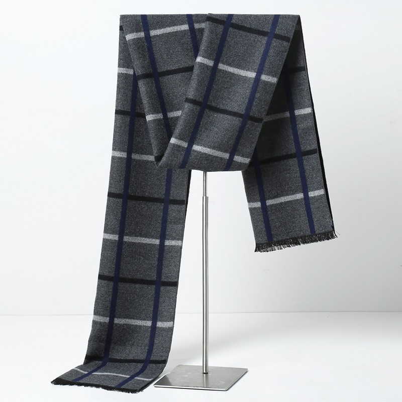Muffler Men Wool - デザイナーブランドの格子縞メンズスカーフ冬暖かいカシミヤスカーフメンズパシュミナショールビジネスロングラップクリスマスギフト男性用