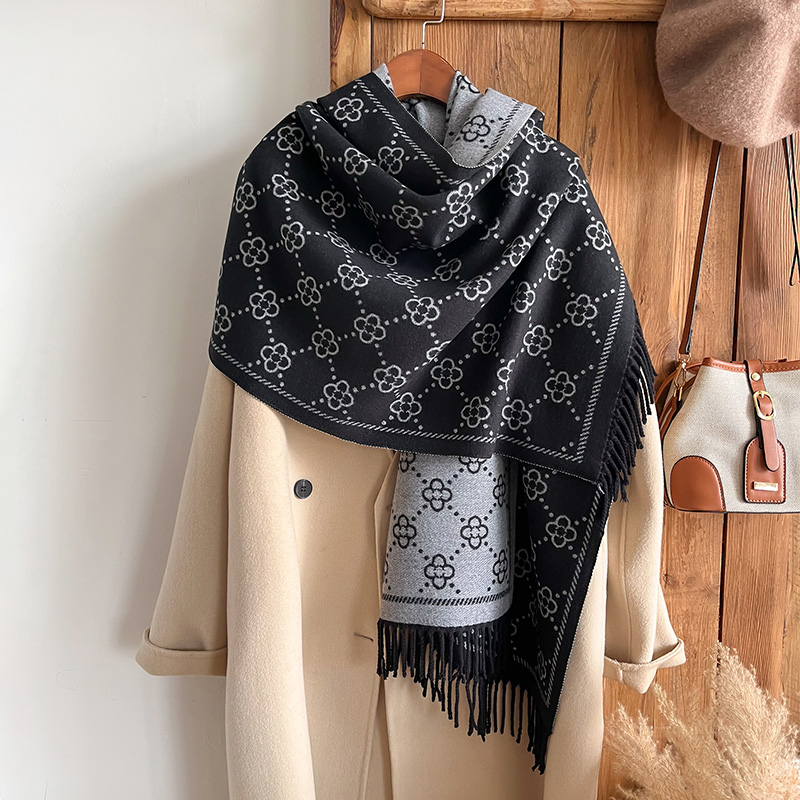 Woven Scarf Blanket - ブランド ジャカード デザイン 冬 両面スカーフ カシミア