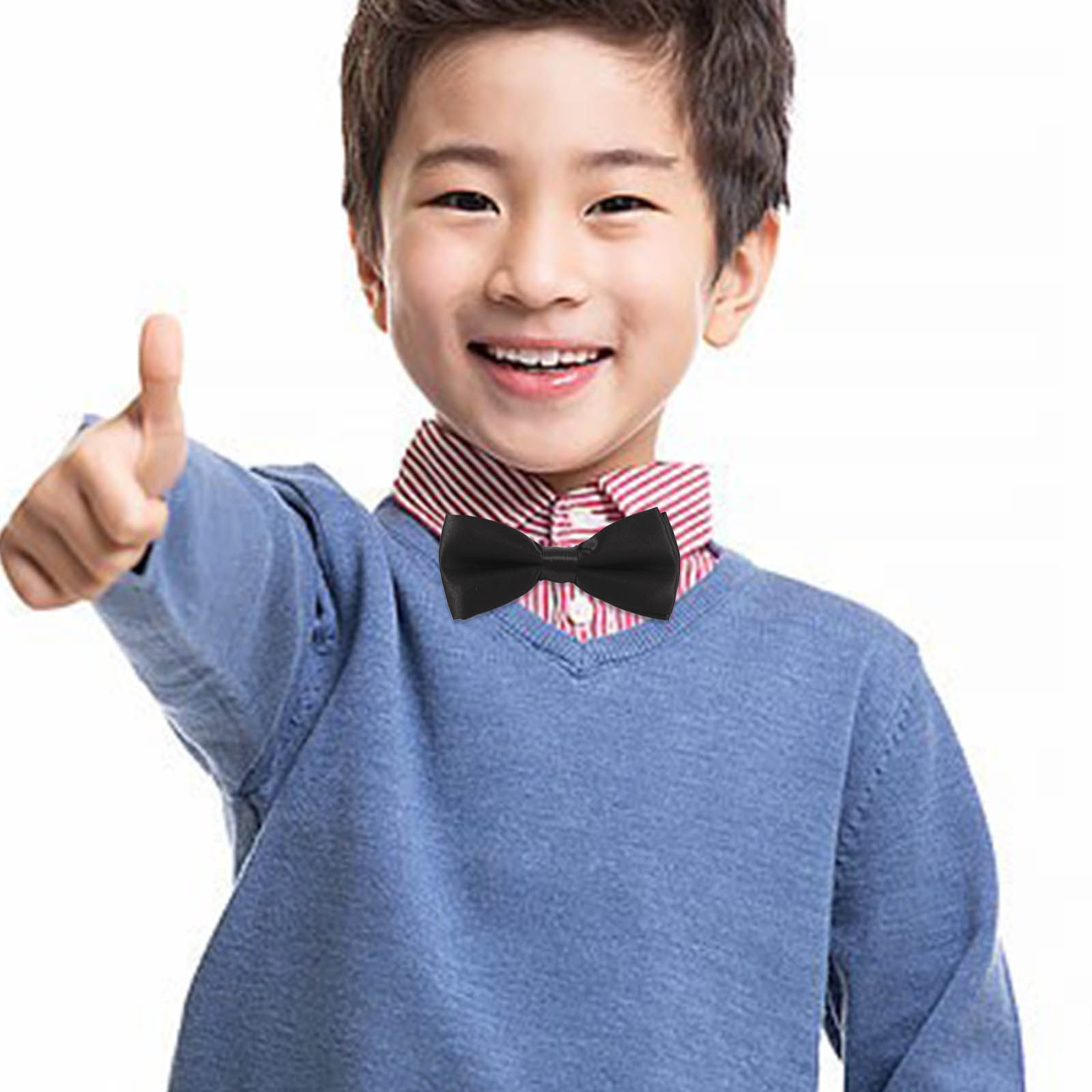 黒の調整可能な子供用蝶ネクタイ。無地で、結び目が付いているの - Bow Tie Pre Tied のレビューと価格