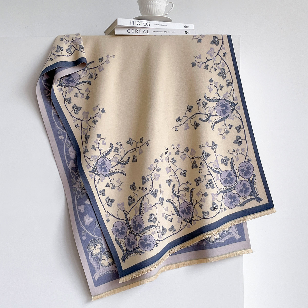 女性用イミテーションカシミヤスカーフ フリンジ付き 厚手 暖 - Pashmina Wrap Large のレビューと価格