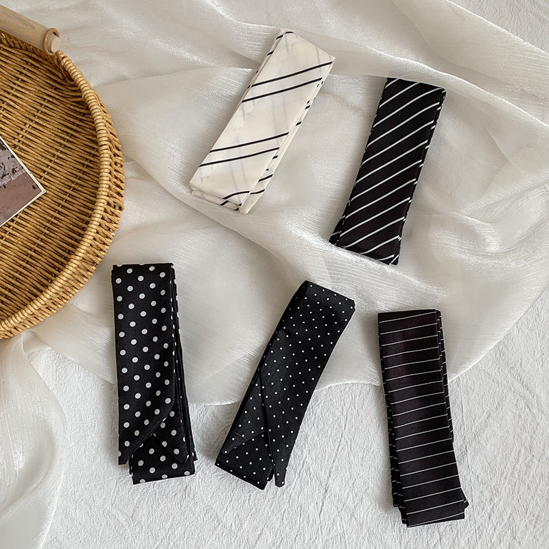 夏の新作ストライプシルクスカーフ、ロングストリップ、高級ヘッ - Silk Tie Striped のレビューと価格