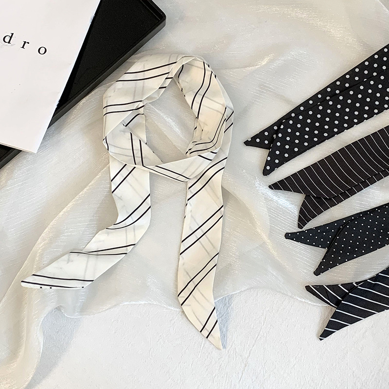 夏の新作ストライプシルクスカーフ、ロングストリップ、高級ヘッ - Silk Tie Striped のレビューと価格