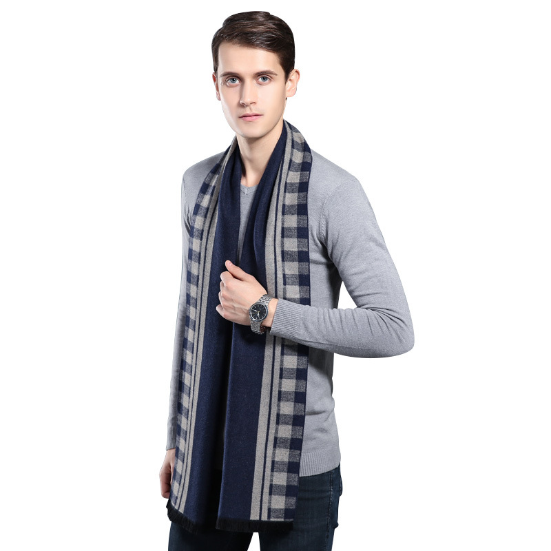 デザイナーブランドの格子縞メンズスカーフ冬暖かいカシミヤスカ - Muffler Men Wool のレビューと価格