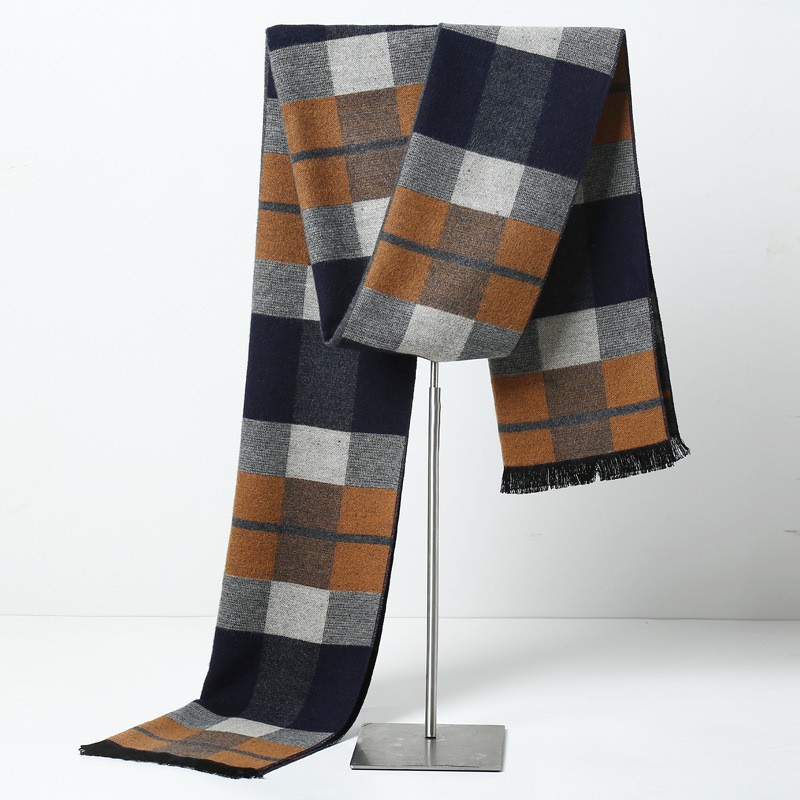 デザイナーブランドの格子縞メンズスカーフ冬暖かいカシミヤスカ - Muffler Men Wool のレビューと価格