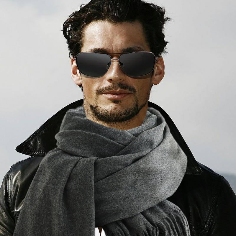 ファッションスカーフ男の冬暖かい柔らかい肌に優しいロングマフ - Muffler Men Wool のレビューと価格