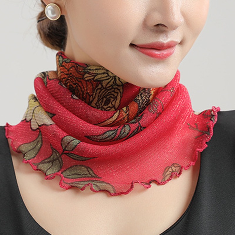春夏シフォンネック襟スカーフ女性ヘッド薄い日焼け止めさまざま - Face Scarf Mask のレビューと価格
