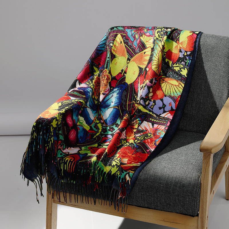 高級ブランド油絵カシミヤスカーフ女性のための暖かい冬パシュミ - Woven Scarf Blanket のレビューと価格