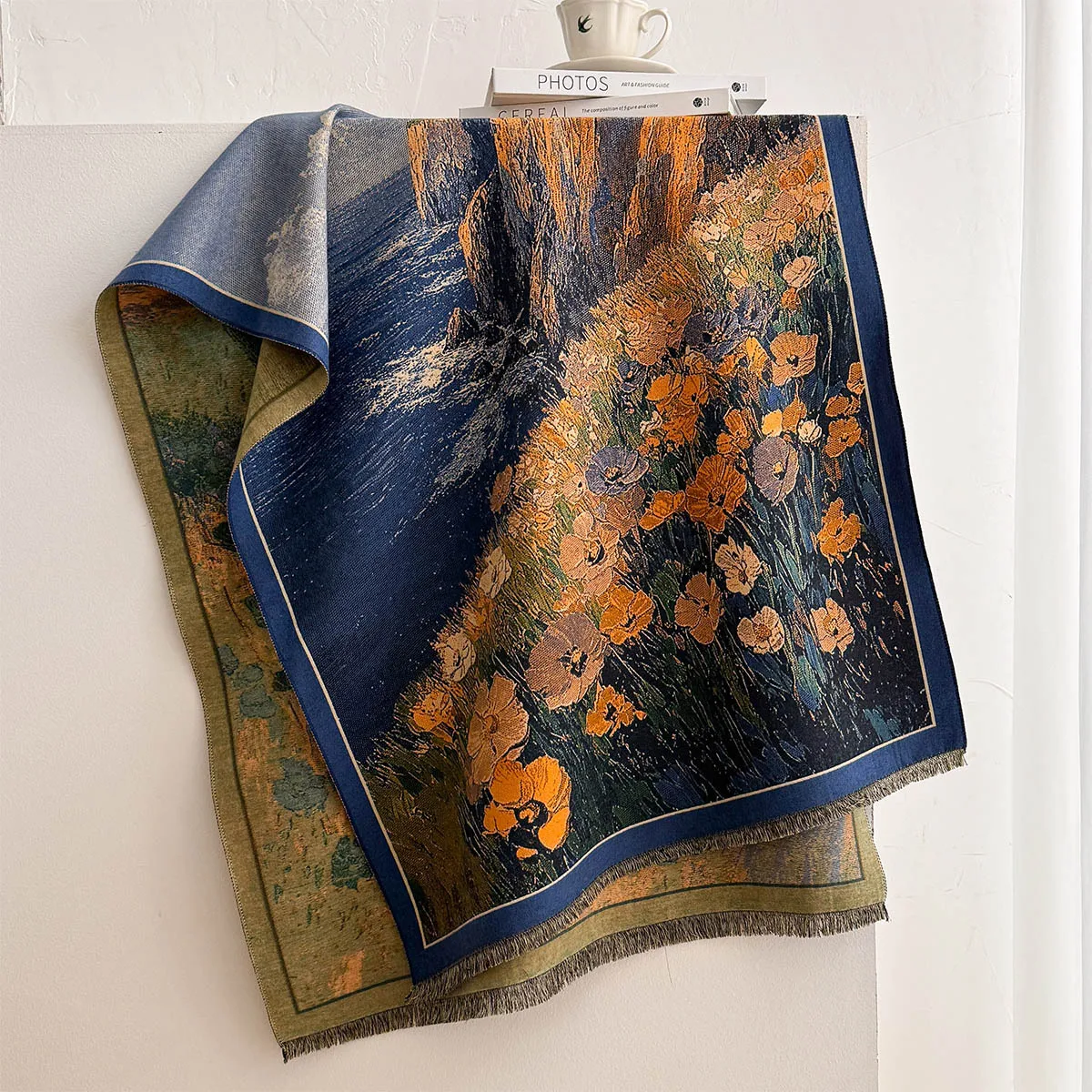 女性用、カシミヤ風素材のフリンジ付き厚手の暖かいショール。リ - Pashmina Wrap Large のレビューと価格