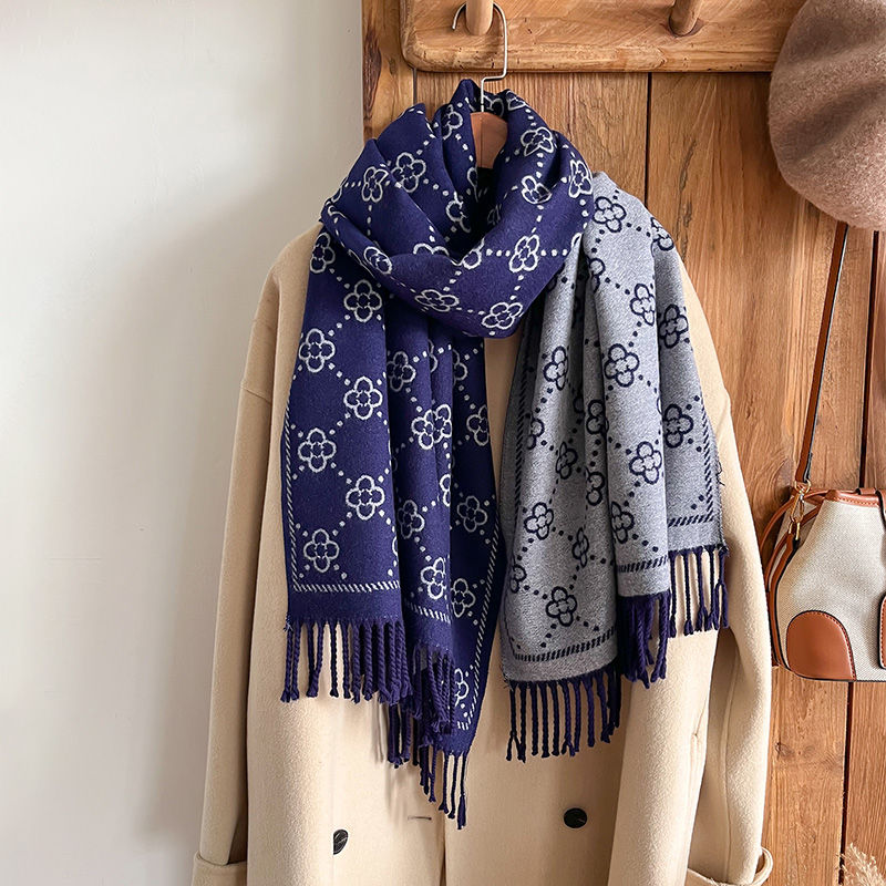 ブランド ジャカード デザイン 冬 両面スカーフ カシミア  - Woven Scarf Blanket のレビューと価格