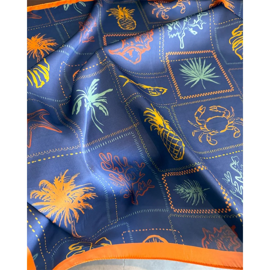 ブループリントシルクスクエアスカーフ女性高級ソフトサテンショ - Bandana Cotton のレビューと価格